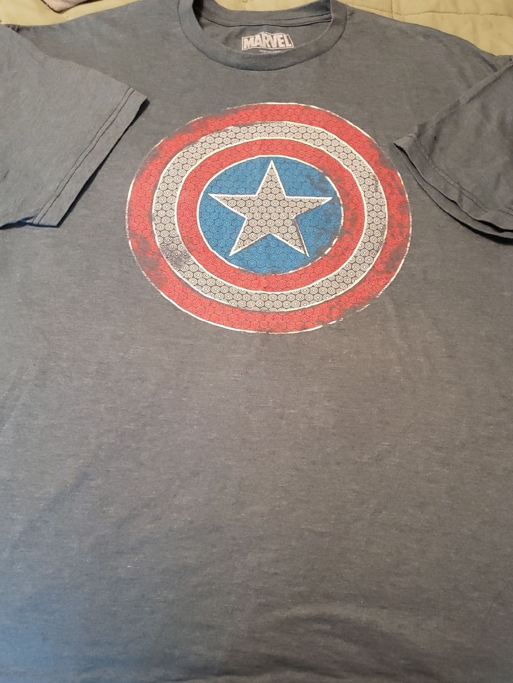 Marvel Captain America Shield Made Of Shields Tee - Gray with Red & Blue